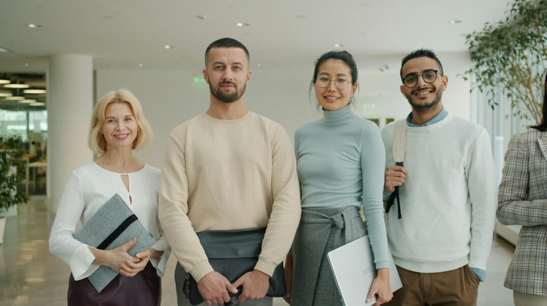 productive team in modern office